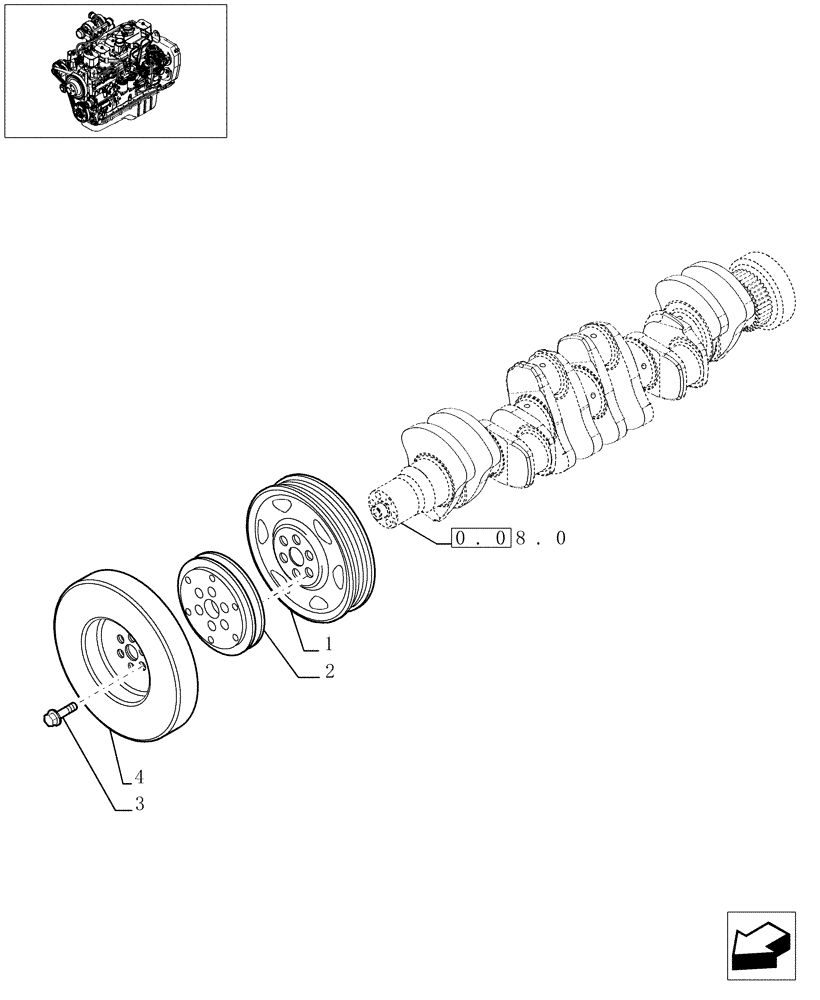 Схема запчастей Case IH F4GE0684E D600 - (0.08.4[01]) - PULLEY - CRANKSHAFT (504062760) 