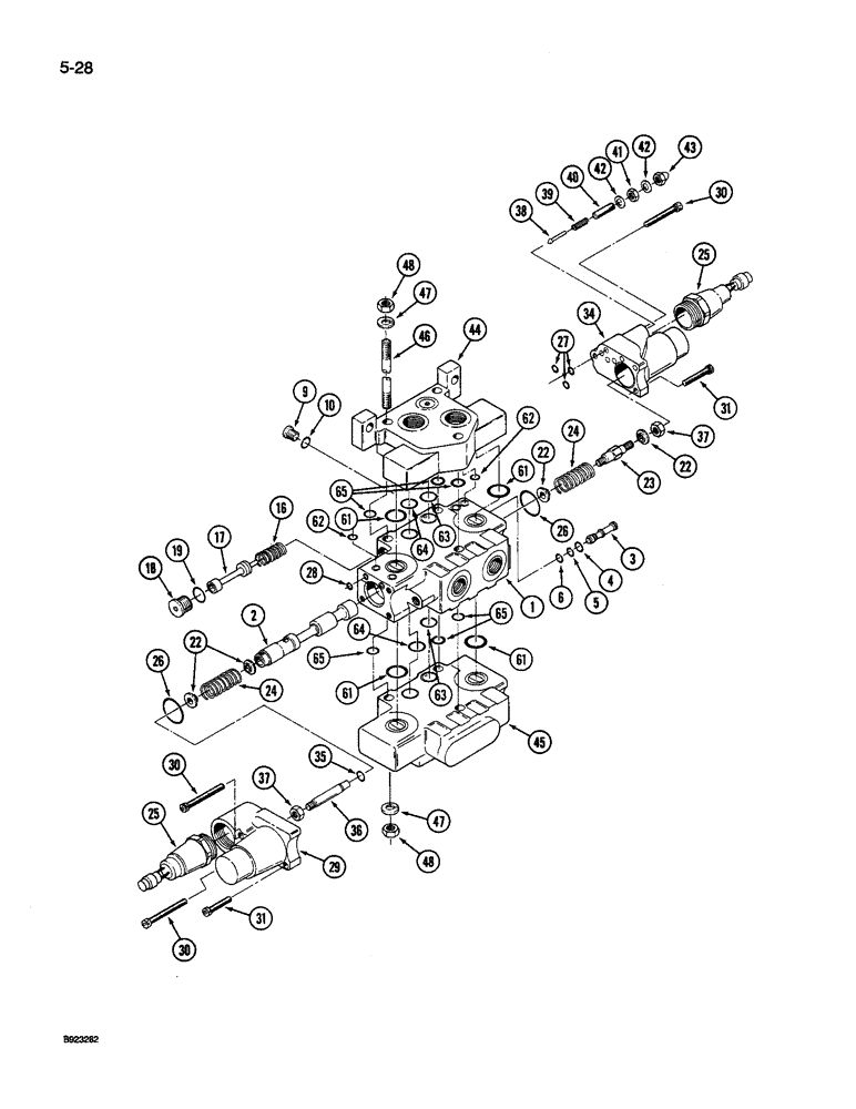 Схема запчастей Case IH 9240 - (5-028) - REAR STEERING CONTROL VALVE (05) - STEERING