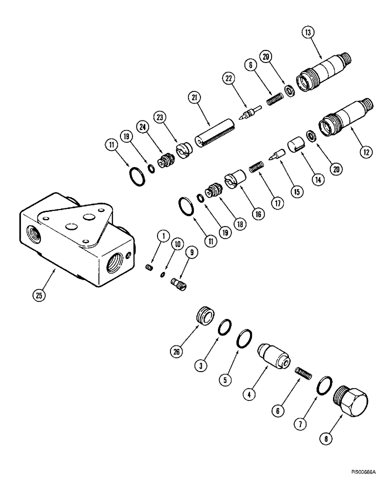 Схема запчастей Case IH 1680 - (8-38) - UNLOAD/SINGLE BI-DIRECTIONAL VALVE, FOR REEL LIFT 1301652C91 (07) - HYDRAULICS