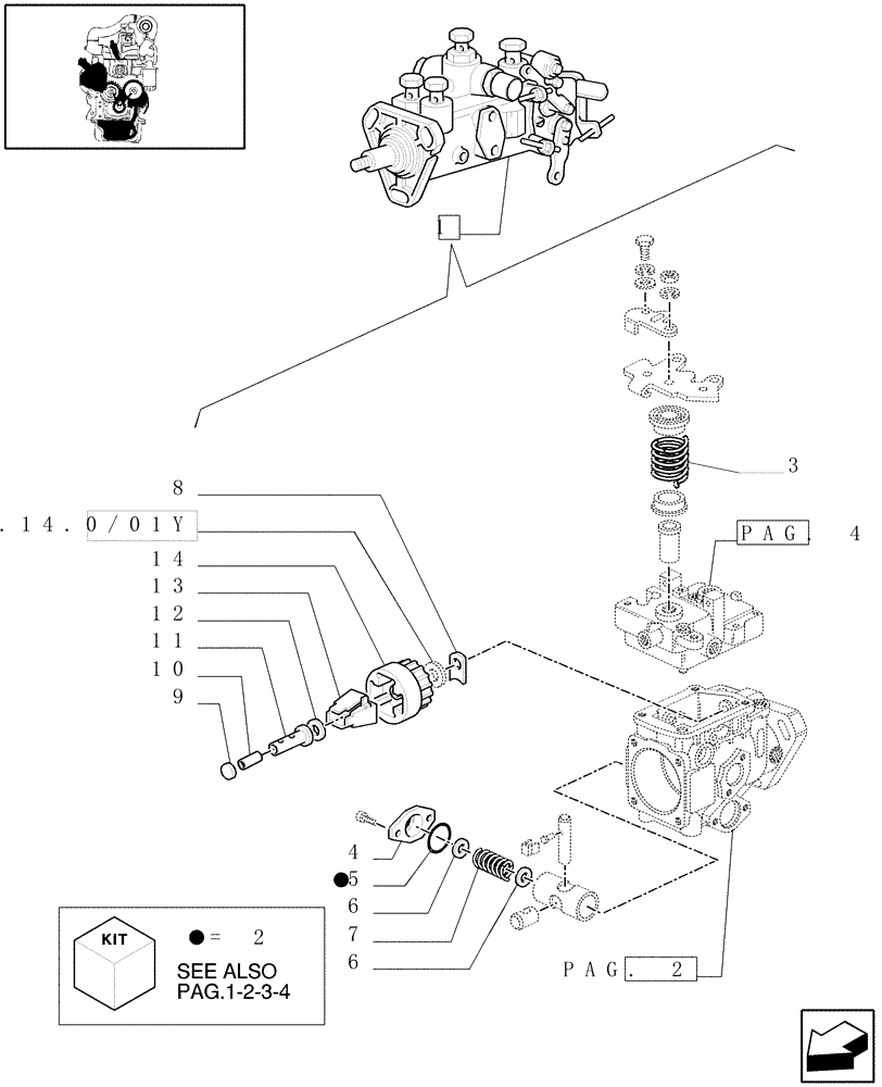 Схема запчастей Case IH JX85 - (0.14.0/01C[05]) - INJECTION PUMP, GOVERNOR (01) - ENGINE