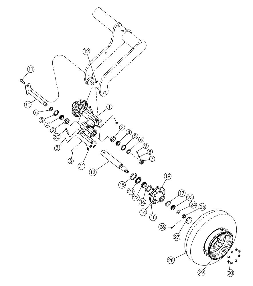 Схема запчастей Case IH 340 - (44.100.03[01]) - ROCKSHAFT TANDEM 8-BOLT PARTS (44) - WHEELS