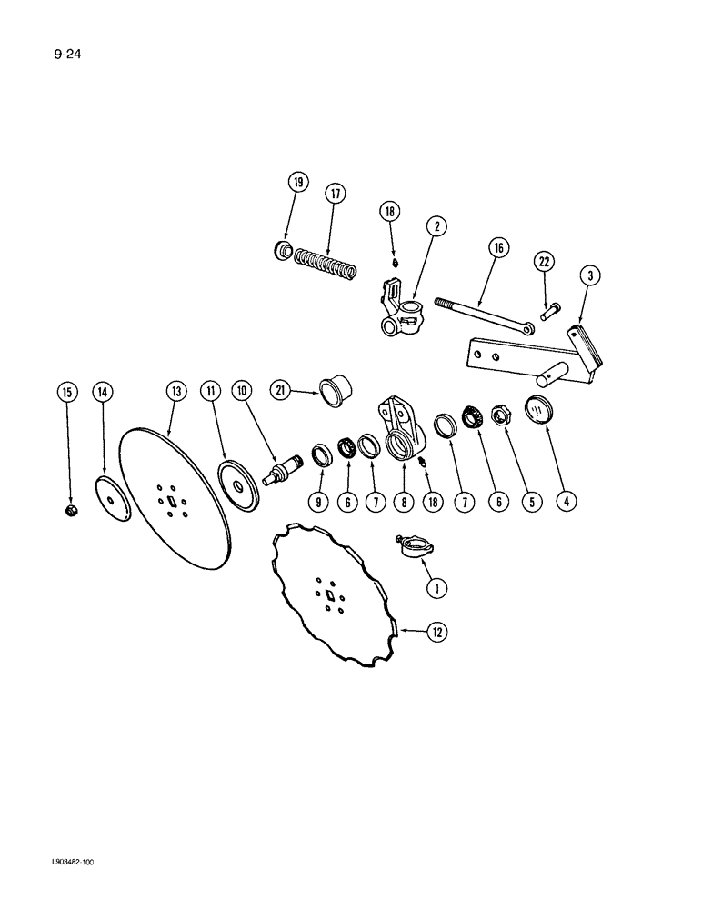 Схема запчастей Case IH 735 - (9-24) - ROLLING COLTER, HIGH LIFT SPRING CUSHION TYPE WITH 20 INCH DISC 