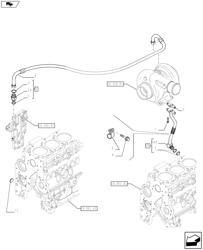 Схема запчастей Case IH F4GE9684D J604 - (10.304.05) - PIPING - ENGINE OIL (10) - ENGINE