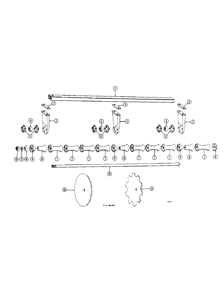 Схема запчастей Case IH B-SERIES - (28[1]) - REAR GANG B147, 7-1/4 INCH SPACING 