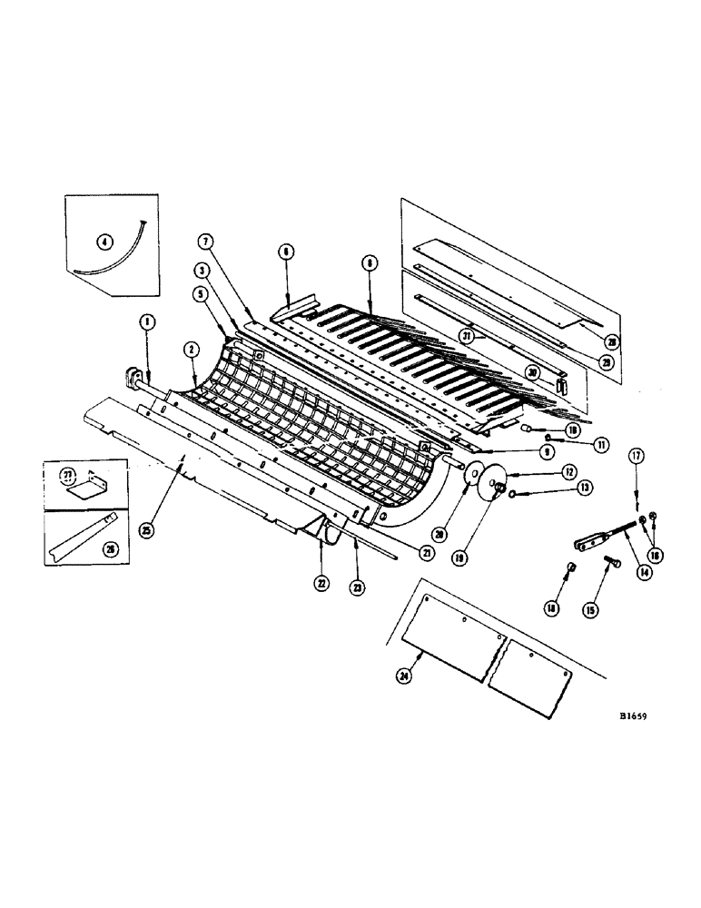 Схема запчастей Case IH 960 - (080) - CONCAVES TINES & REMOVABLE FEED PLATE RUB BAR (66) - THRESHING