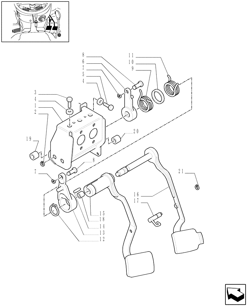 Схема запчастей Case IH JX1085C - (1.92.68[01]) - BRAKE PEDALS (10) - OPERATORS PLATFORM/CAB