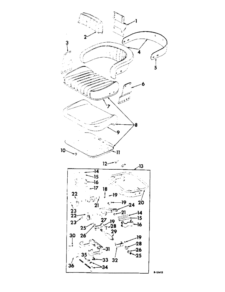 Схема запчастей Case IH 544 - (M-06) - SEAT, OPERATORS PLATFORM AND MISCELLANEOUS, VERTICAL ACTING SEAT, FARMALL TRACTORS (10) - OPERATORS PLATFORM