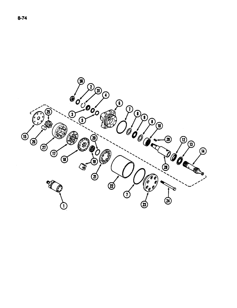 Схема запчастей Case IH 1844 - (8-74) - CONVEYOR UNLOADER MOTOR (07) - HYDRAULICS