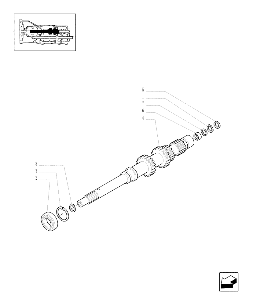 Схема запчастей Case IH JX1060C - (1.28.1/01[01]) - (VAR.138) NA - 8X8 (30KM/H) P. SHUTTLE FOR ADJUSTABLE COLUMN WITHOUT CAB - SHAFT AND GEARS (03) - TRANSMISSION