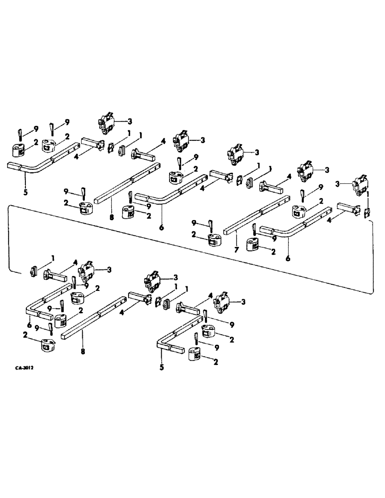 Схема запчастей Case IH 163 - (AQ-05) - SQUARE BARS, EXTENSIONS AND CLAMPS, FOR 4-ROW WIDE 