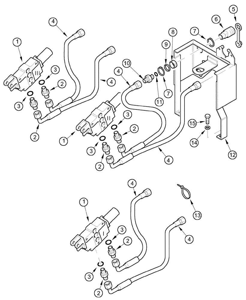 Схема запчастей Case IH CX100 - (08-09) - AUXILIARY VALVES, PIPES AND COUPLINGS (08) - HYDRAULICS