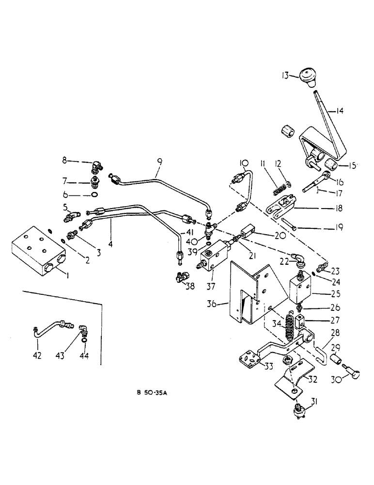 Схема запчастей Case IH 685 - (07-141) - TUBES AND VALVES, FOOT SPEED CONTROLS (04) - Drive Train