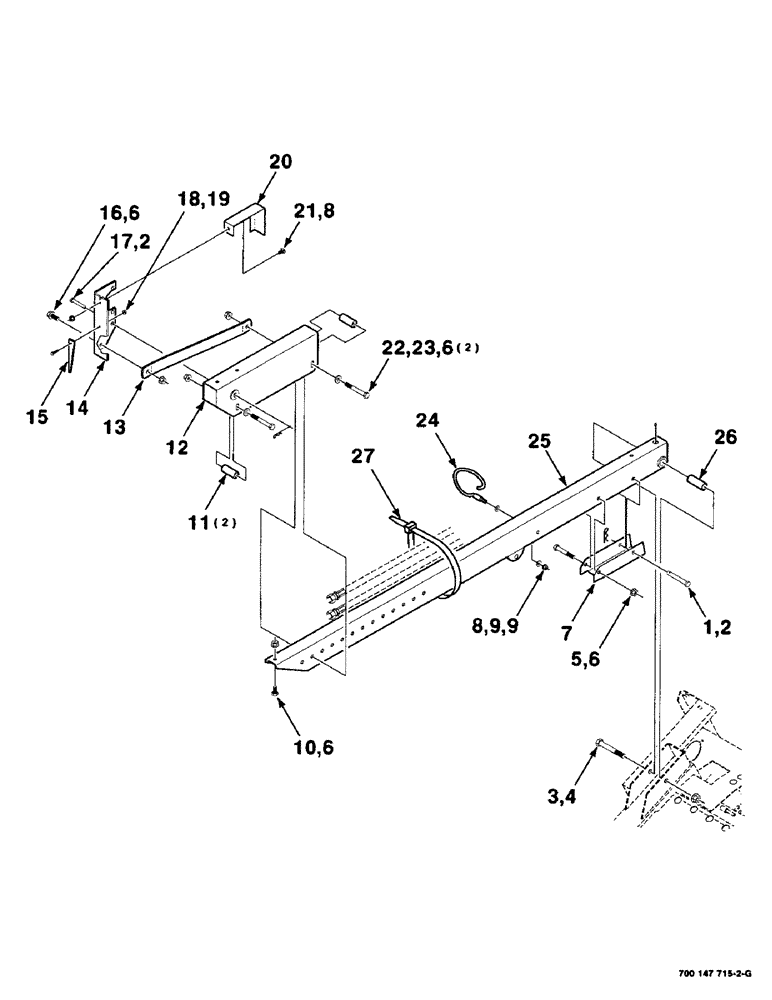 Схема запчастей Case IH 425 - (3-4) - REEL ARM ASSEMBLY, RIGHT (58) - ATTACHMENTS/HEADERS