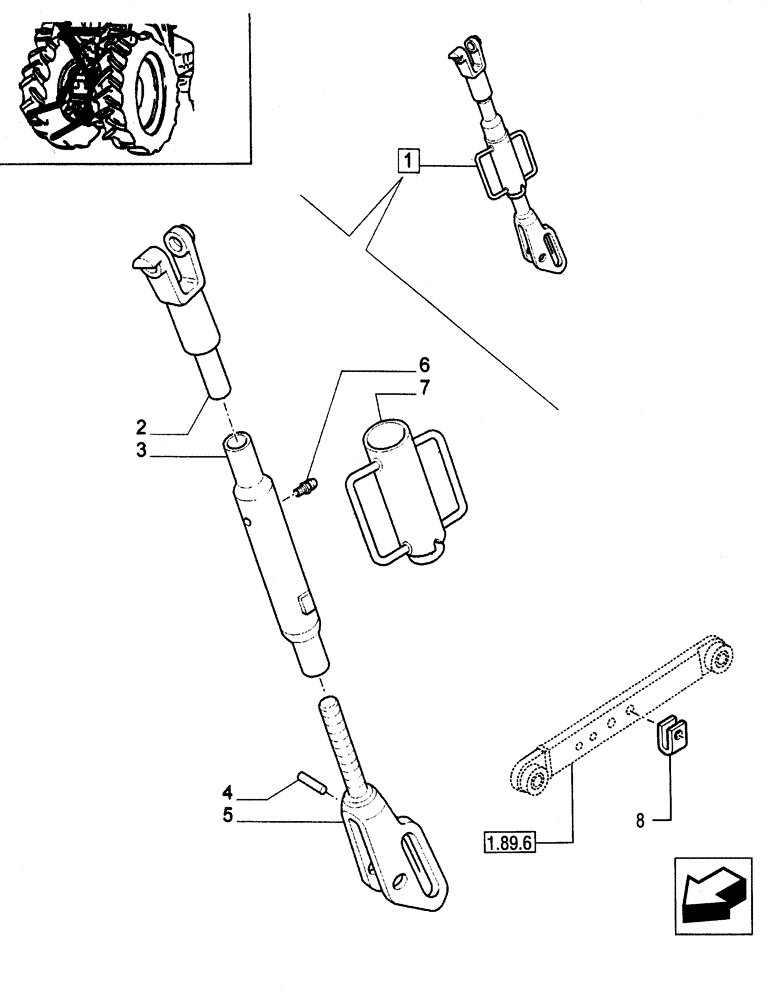 Схема запчастей Case IH JX80 - (1.89.6/03[02]) - (VAR.934-421) IMPLEMENT ATTACHMENT DEVICE - TIE-ROD (09) - IMPLEMENT LIFT