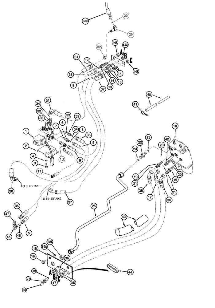 Схема запчастей Case IH 620 - (07-02) - HYDRAULIC MASTER BRAKES (5.1) - BRAKES