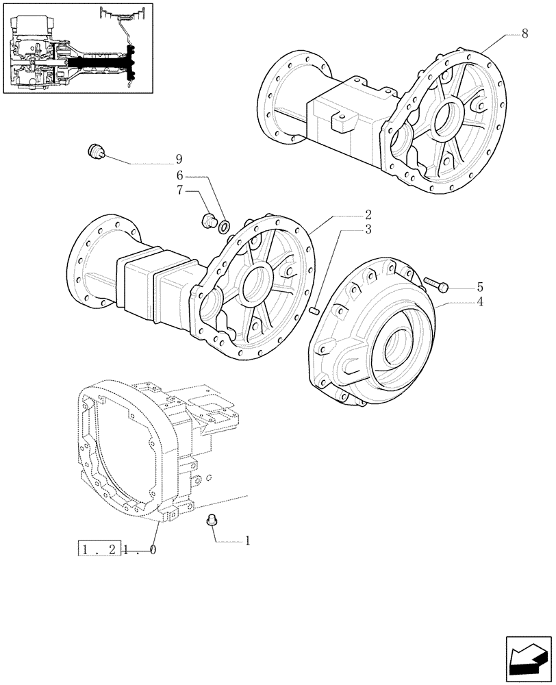 Схема запчастей Case IH JX90 - (1.48.1/01) - (VAR.449) 4WD WATER PROOF TRANSMISSION - SIDE REDUCER BOX AND COVERS (05) - REAR AXLE