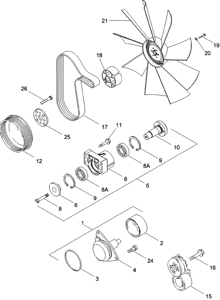 Схема запчастей Case IH 620 - (02-02) - WATER PUMP SYSTEM (01) - ENGINE