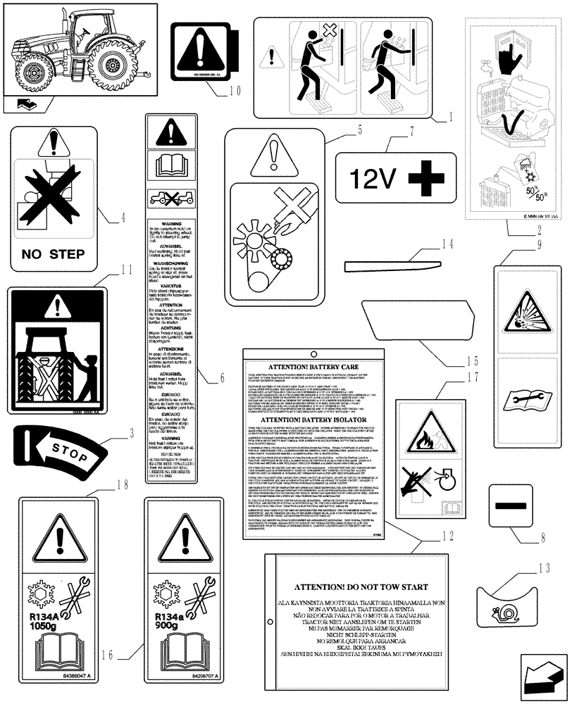 Схема запчастей Case IH PUMA 210 - (1.98.0[01]) - DECALS (13) - DECALS