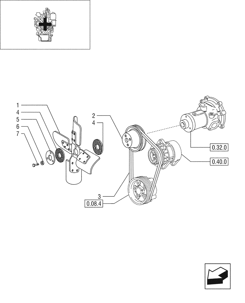 Схема запчастей Case IH JX95 - (0.34.7/02) - FAN - TIER 1 ENGINE (01) - ENGINE