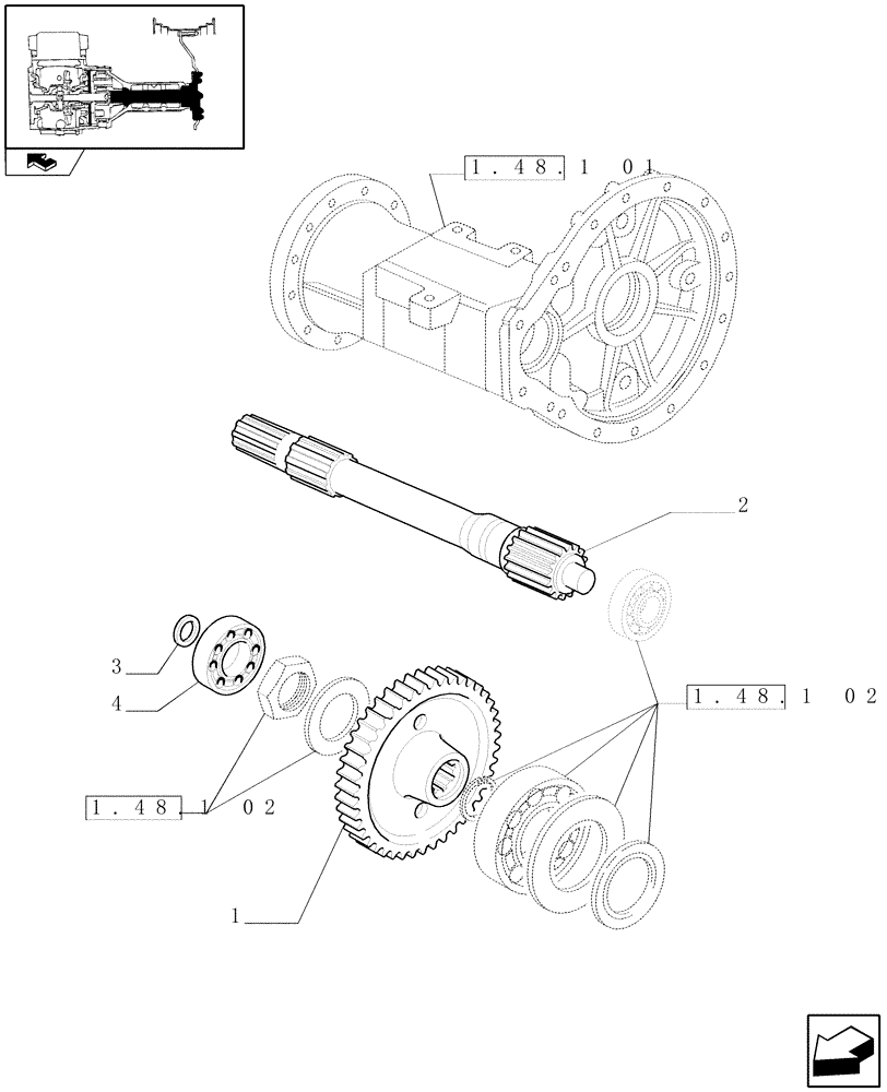 Схема запчастей Case IH FARMALL 80 - (1.48.1/01) - HEAVY DUTY REAR FINAL DRIVES (30KM/H) (VAR.335450) (05) - REAR AXLE