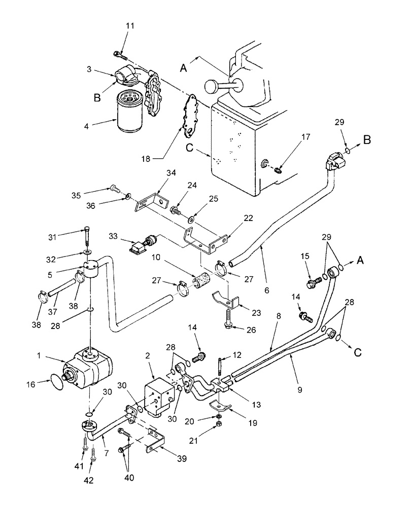 Схема запчастей Case IH DX34 - (07.06) - HYDRAULIC PUMP & PIPING (07) - HYDRAULIC SYSTEM