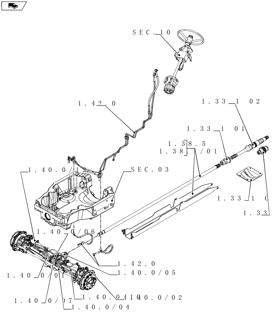 Схема запчастей Case IH MAXXUM 140 - (SEC. 04) - FRONT AXLE & STEERING (00) - GENERAL