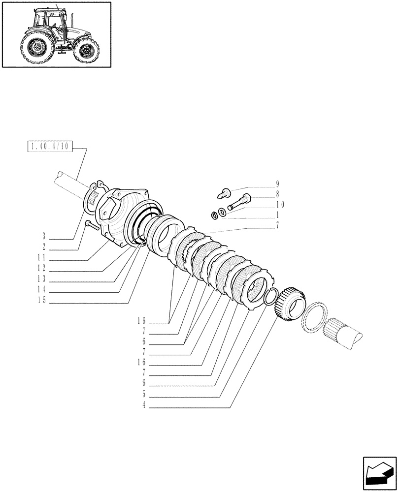 Схема запчастей Case IH JX95 - (1.40. 4/09) - (VAR.324) STANDARD FRONT AXLE W/LIMITED SLIP DIFF, W/ FRONT BRAKES (30KM/H) - FRONT BRAKE DISCS (04) - FRONT AXLE & STEERING