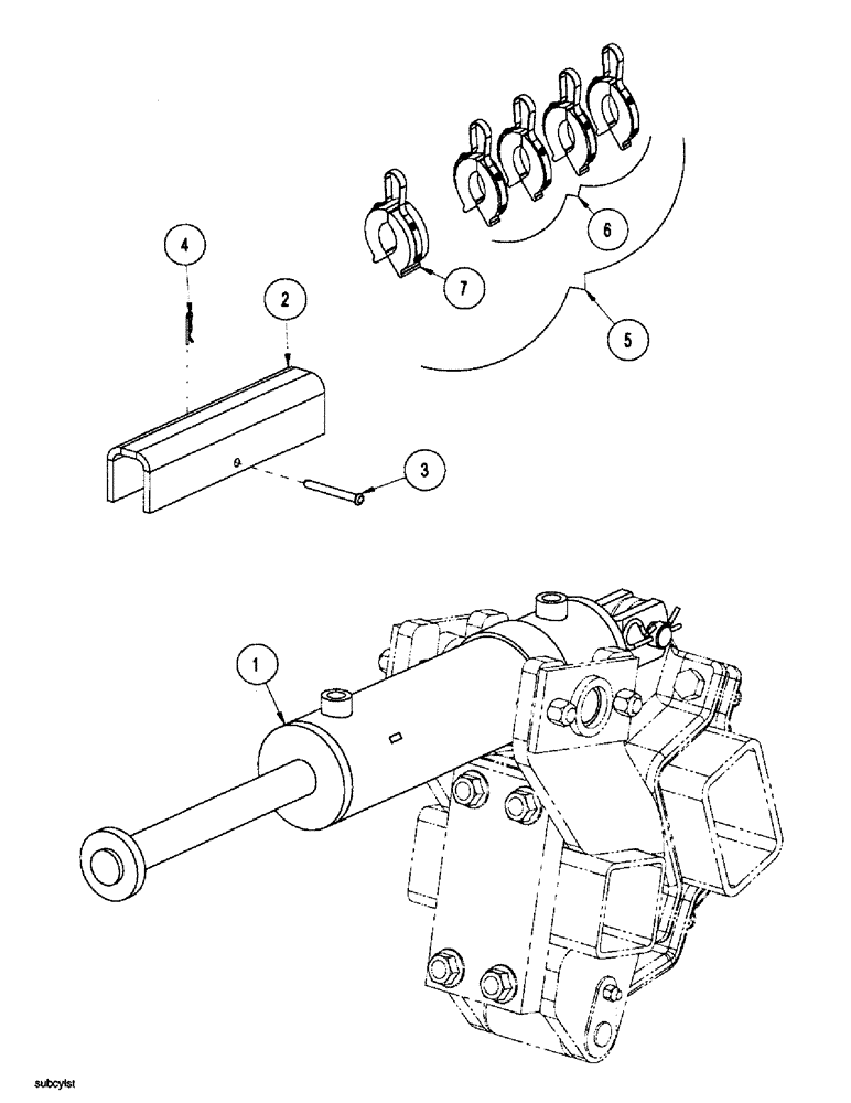 Схема запчастей Case IH SDX30 - (2.060.1) - SUBBAR CYLINDER SAFETY LOCK (07) - HYDRAULICS