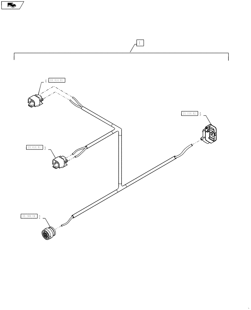 Схема запчастей Case IH TITAN 4530 - (55.100.19) - TRANSMISSION HARNESS, EXTERIOR (55) - ELECTRICAL SYSTEMS