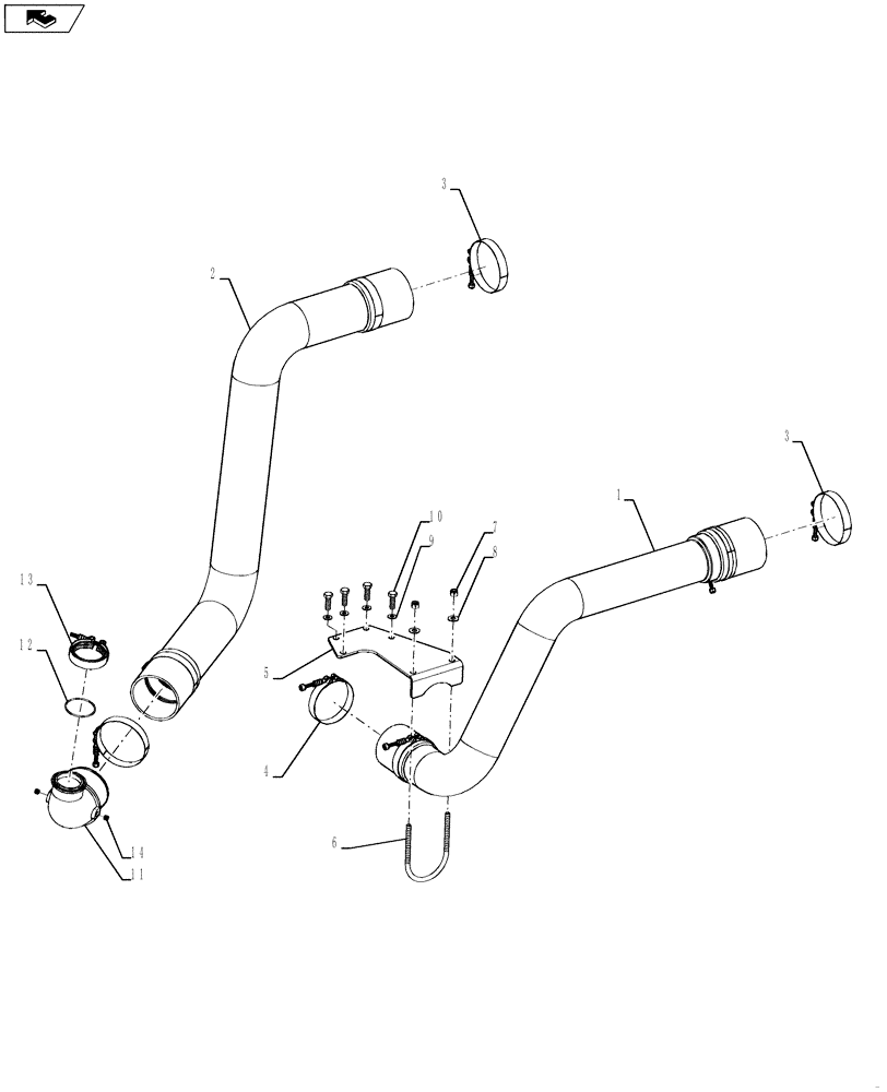 Схема запчастей Case IH 8120 - (10.310.02[04]) - CHARGE AIR CIRCUIT-8120 MY11 (10) - ENGINE