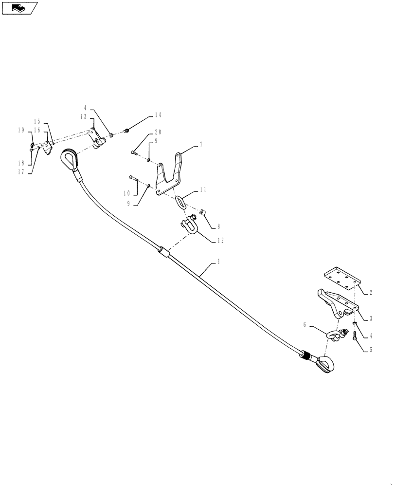 Схема запчастей Case IH STEIGER 500 - (37.100.06) - TOW CABLE - 450 SERIES AXLE (37) - HITCHES, DRAWBARS & IMPLEMENT COUPLINGS