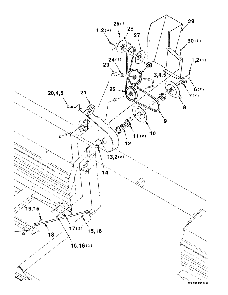 Схема запчастей Case IH 8240 - (5-16) - 30 FOOT DRAPER DRIVE ASSEMBLY, RIGHT, SERIAL NUMBER CFH0066001 THRU CFH0066007 (58) - ATTACHMENTS/HEADERS