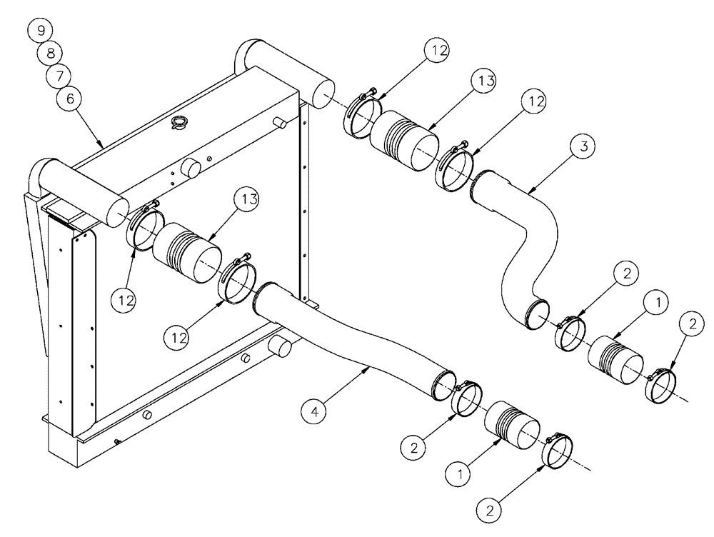 Схема запчастей Case IH FLX4300 - (02-020) - CHARGE AIR COOLER TUBES GROUP (FLX4300) (01) - ENGINE