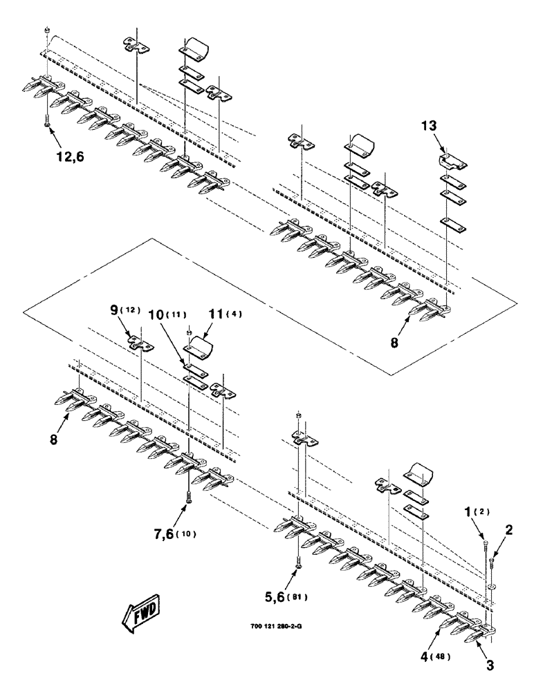 Схема запчастей Case IH 8820 - (5-36) - GUARD ASSEMBLY, 30 FOOT (09) - CHASSIS