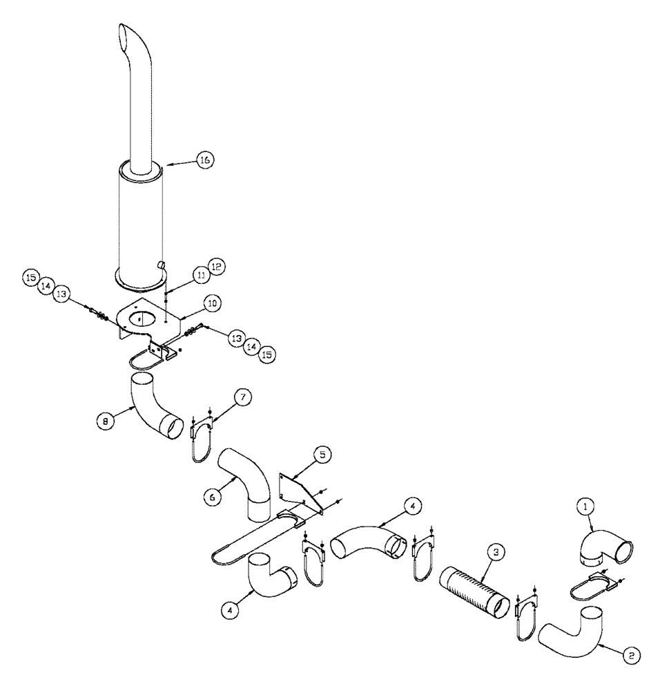 Схема запчастей Case IH FLX4330 - (02-027) - AIR EXHAUST GROUP (FLX 4375) (01) - ENGINE