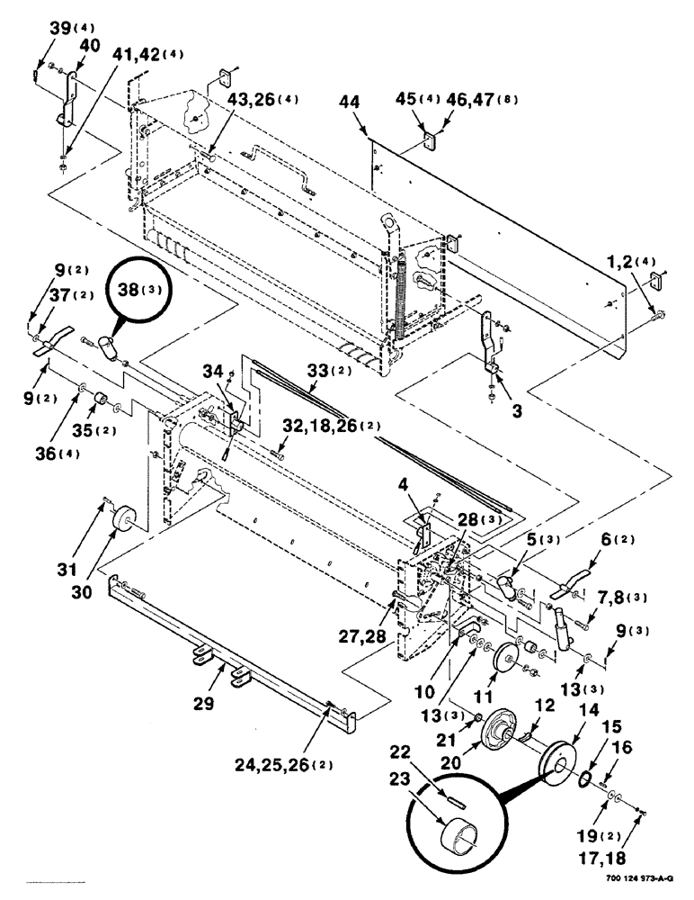 Схема запчастей Case IH 8455T - (7-26) - MESH WRAP BOX AND ROLLER DRIVE ASSEMBLIES, SERIAL NUMBER CFH0084571 AND LATER (12) - MAIN FRAME