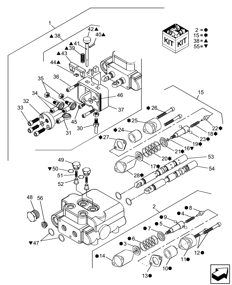 Схема запчастей Case IH DX60 - (07.06.01) - TWO-SPOOL REMOTE CONTROL VALVE (07) - HYDRAULIC SYSTEM