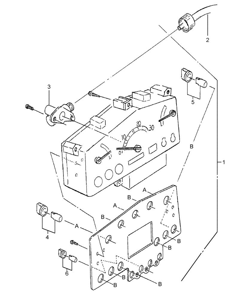 Схема запчастей Case IH FARMALL 60 - (06.02.01) - INSTRUMENT PANEL (06) - ELECTRICAL SYSTEMS