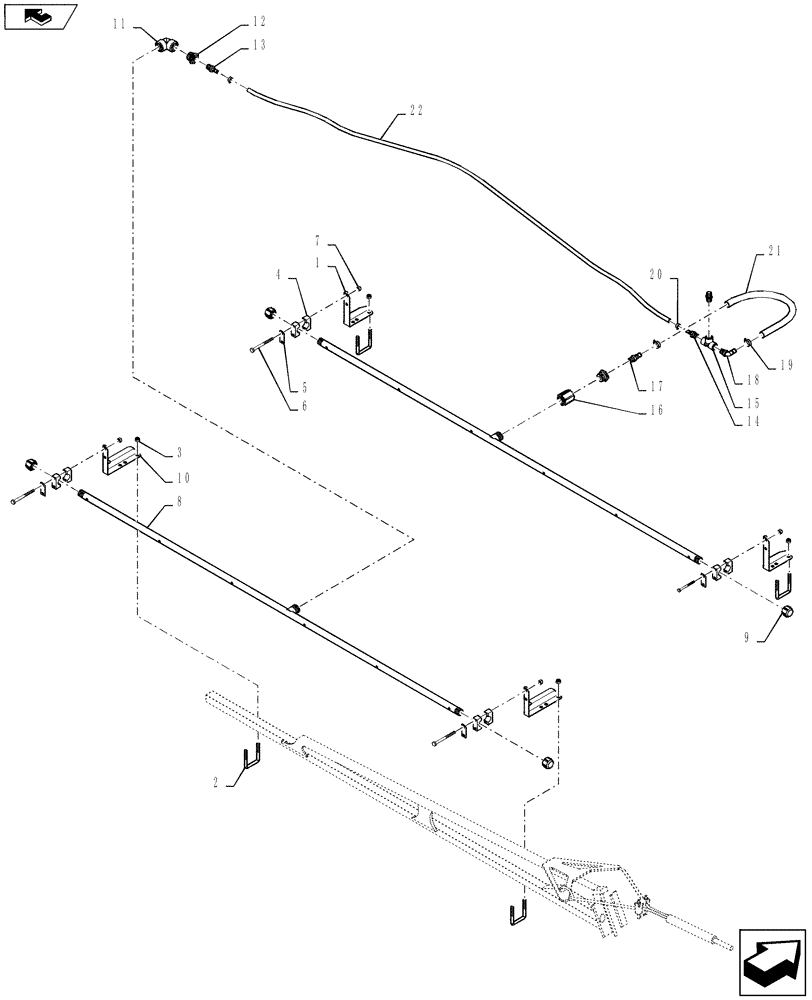 Схема запчастей Case IH 4430 - (40.910.46[01]) - SPRAYBAR, OUTER SECTION, 20" NOZZLE SPACING, OFF CENTER, 6 SECTION, LO-FLOW, 100 BOOM, BSN YBT031520 (40 ) - PLUMBING