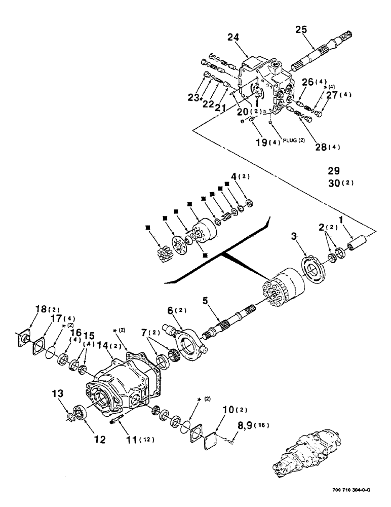 Схема запчастей Case IH 8825HP - (08-30) - TRANSMISSION TANDEM PUMP ASSEMBLY, HYDROSTATIC, 700710304 TANDUM PUMP ASSEMBLY COMPLETE (08) - HYDRAULICS