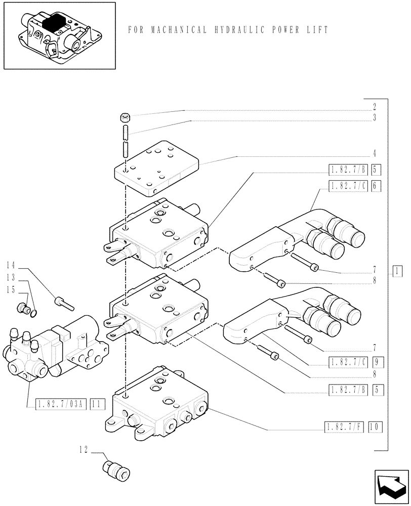 Схема запчастей Case IH MXU125 - (1.82.7/23[02]) - (VAR.355) 2 CCLS CONTROL VALVES WITH TRAILER BRAKE VALVE (ITALY) AND ASSOCIATED PARTS (07) - HYDRAULIC SYSTEM