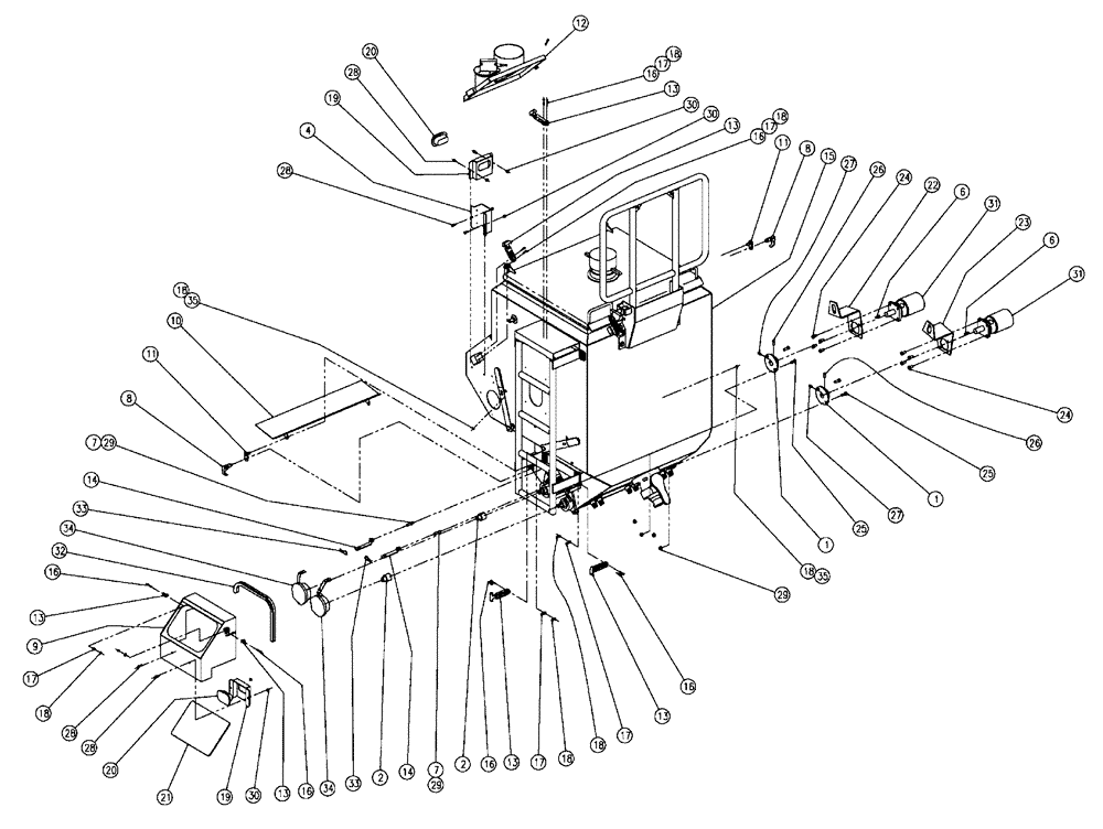 Схема запчастей Case IH 438 - (02-007) - PARTS GROUP, TRIPLE BIN, LH, 37 CU FT Bin Group