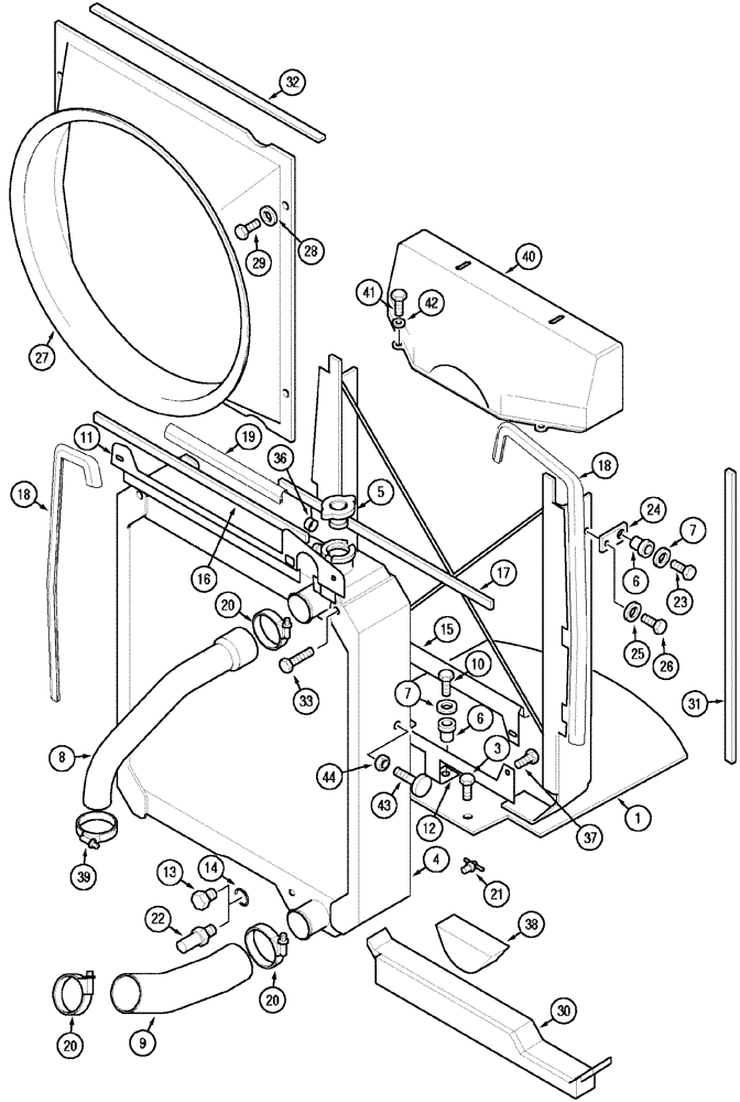 Схема запчастей Case IH MX150 - (02-02) - RADIATOR AND CONNECTIONS (10) - ENGINE