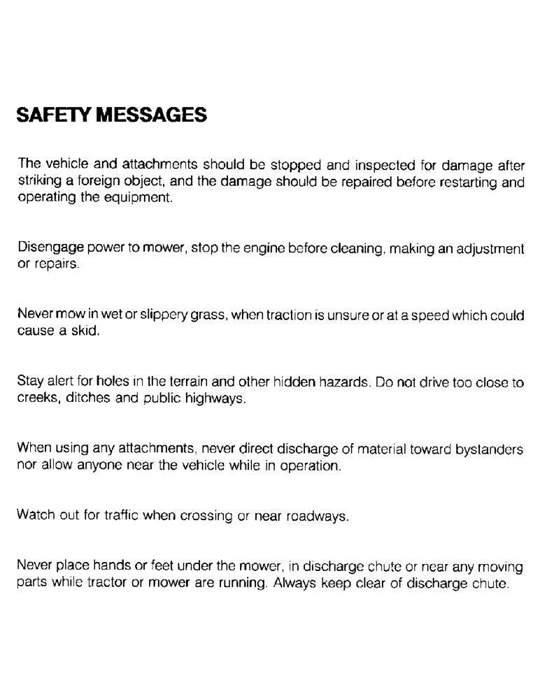 Схема запчастей Case IH 61MS - (01G) - SAFETY MESSAGES 