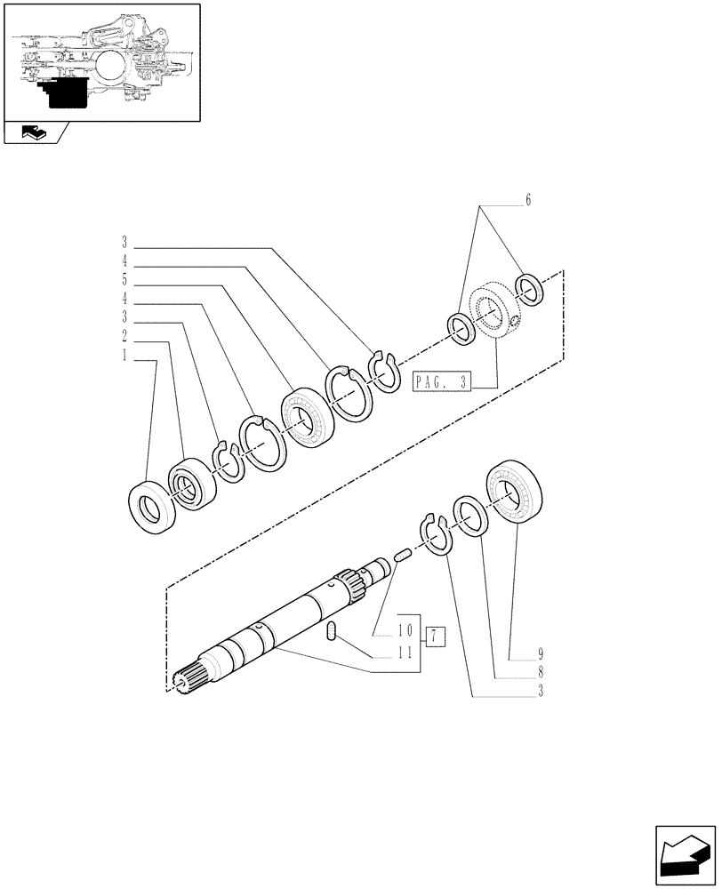 Схема запчастей Case IH FARMALL 65C - (1.33.1/04[01]) - 4WD ELECTROHYDRAULIC COUPLING - DRIVE SHAFT (VAR.330307-331307) (04) - FRONT AXLE & STEERING