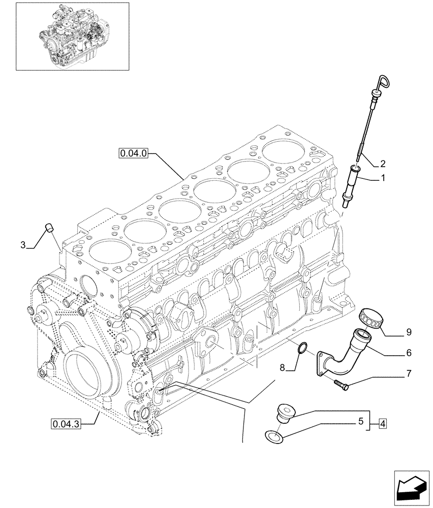 Схема запчастей Case IH F4GE9684B J601 - (0.27.0[01]) - ENGINE OIL DIPSTICK (504065470 - 504069234) 