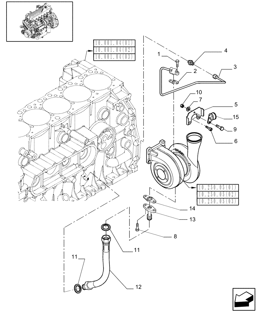 Схема запчастей Case IH 9010 - (10.250.10) - TURBOCHARGER LUBE LINES - 7010 (10) - ENGINE