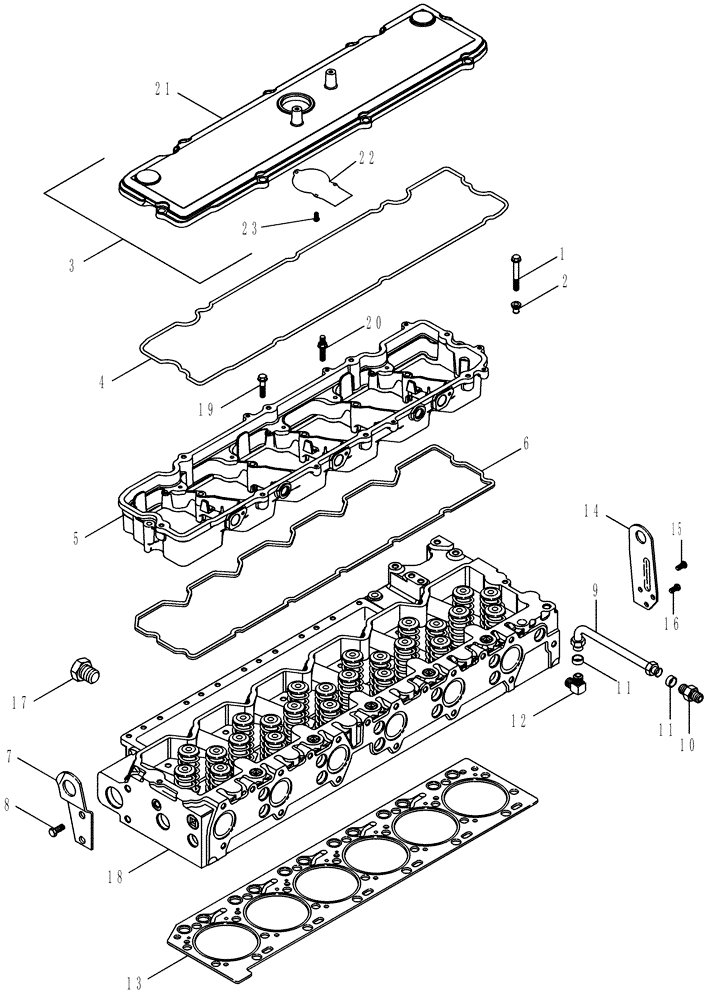 Схема запчастей Case IH 420 TIER 3 - (02-14) - CYLINDER HEAD AND COVER (01) - ENGINE