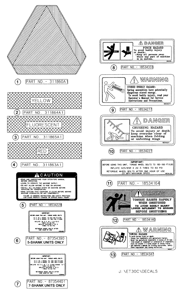 Схема запчастей Case IH 730C - (90.108.03.01) - DECALS (09) - CHASSIS/ATTACHMENTS