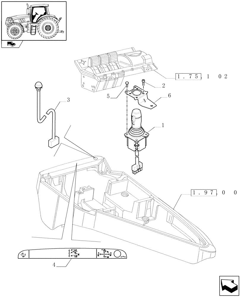 Схема запчастей Case IH PUMA 225 - (1.75.1/04) - (VAR.121) ELECTRONIC JOYSTICK WITH PROPORTIONAL SIMULTANEOUS CONTROL OF 3RD VALVE (06) - ELECTRICAL SYSTEMS